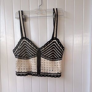 Jason Wu Black and Cream Crochet Top